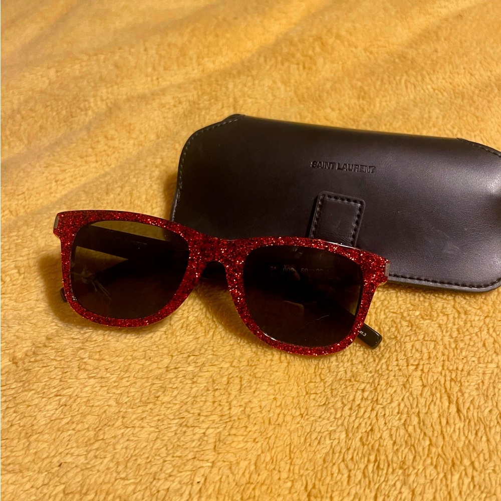 Saint Laurent Red Glitter Sunglasses